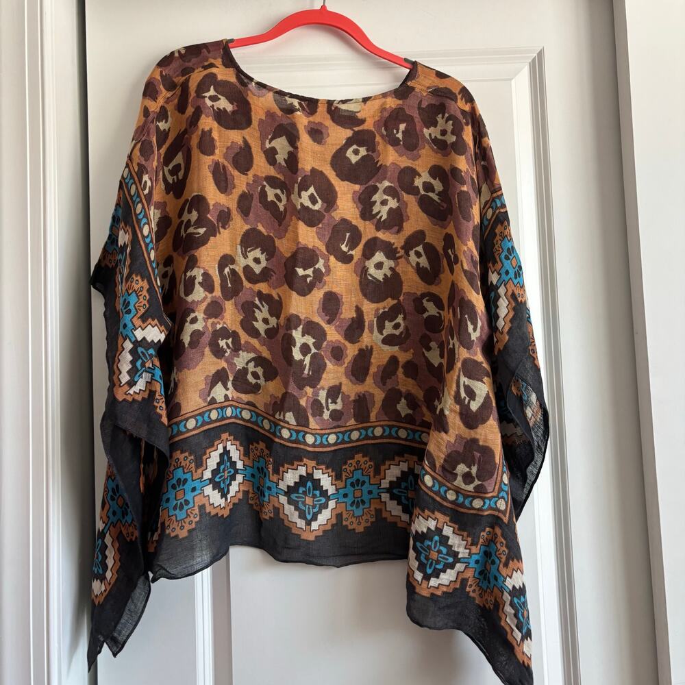 Theodora & Callum Leopard Print Boho Kaftan Ponch… - image 2
